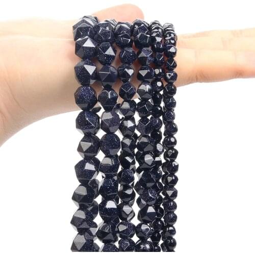 Faceted Natural Stone Beads Blue Sandstone Loose Spacer Beads For Jewelry Making Needlework DIY Bracelets Accessories 6/8/10MM