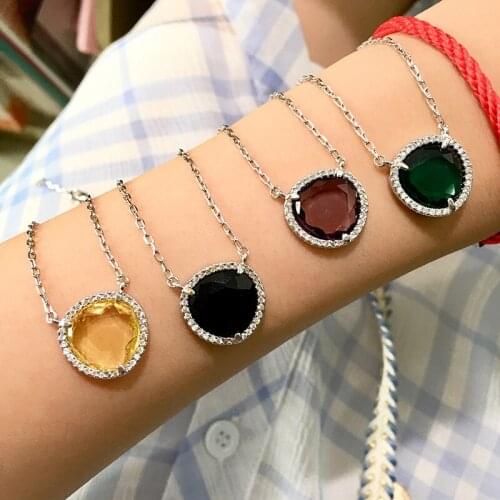 Top Quality 8 Colors Style Triangle Natural Crystal Necklace Fine Clavicle Chain For Women 3 Gold Color