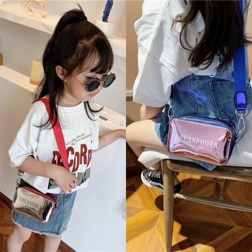 Childrens messenger bag boys and girls chest bag fashion Korean personalized Single silver shoulder Bag KBG034