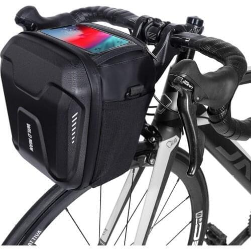 WILD MAN Quick Release 4L Hard Shell Waterproof Scooter Storage Bag with Touch Screen for Kick Scooters Folding Bike