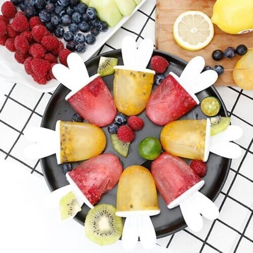 6-Cavity Bunny Ear Shape Ice Cream Mold Tray Summer Kitchen DIY Maker Tool Food Grade PP Ice Cream Mold for Candy Bar Decoration