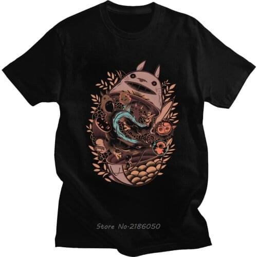 Funny My Neighbor Totoro T-shirt Mens Short-Sleeve Studio Ghibli Spirited Away Hayao Miyazaki Summer Tshirt Cotton Tee Top