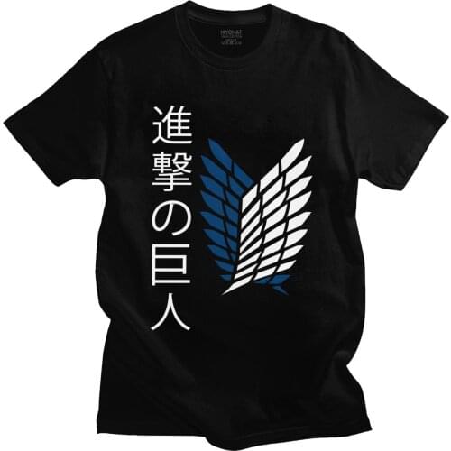 Cool Attack On Titan T-Shirt Men Short Sleeve Wings of Freedom Tshirt Anime T Shirts O-neck Streetwear Cotton Tee Top Clothing