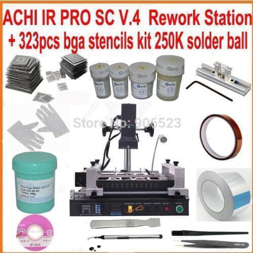 Hot sale ! ACHI IR PRO SC V4 bga rework station IR soldering station with full set 15 in 1 bga reballing kit