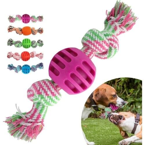 Dog Toys Pet Cotton Knot Rope Dog Toy Puppy Chewing Ball Toy Bite Resistant For Small Large Dogs Training Playing Teeth Cleaning