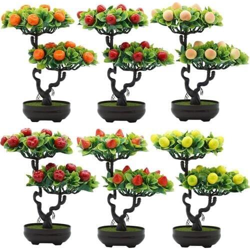 Artificial Peach Orange Fruit Tree Plant Bonsai Living Room Garden Restaurant Desk Decor