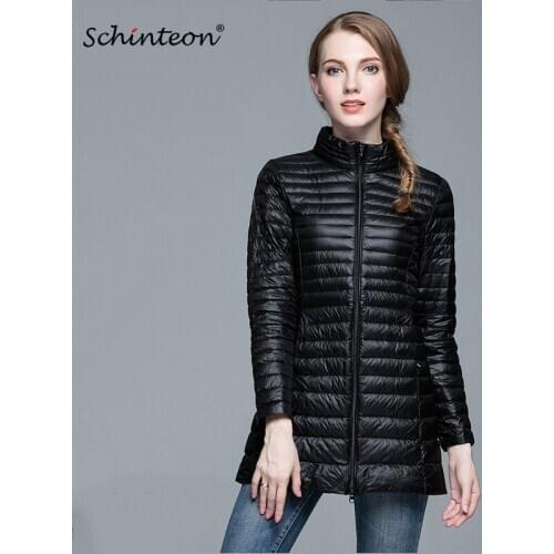 Schinteon Light Ultra White Duck Down Jacket Stand Collar Slim Warm Coat Casual Spring Autumn Outwear New