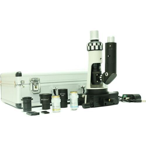 Metallographic Microscope Zoom 100X-400X Monocular Microscope Polarizer Lab Portable Biology Microscope+Magnetic Base Polarizer