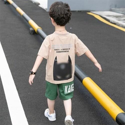 Fashion Children Cotton Short Sleeve T-Shirt Shorts+Pants For Boys Summer Clothes Suit Kids Cartoon Print 2-piece Clothing Sets