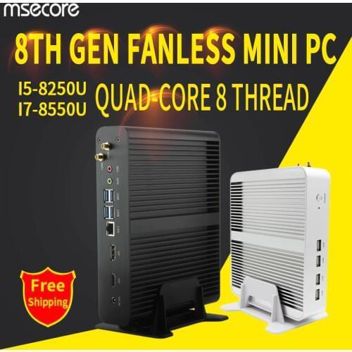MSECORE i5 8250 i7 8550U DDR4 game Mini PC Windows 10 Desktop Computer Nettop fanless pc linux barebone intel HTPC UHD620 WiFi