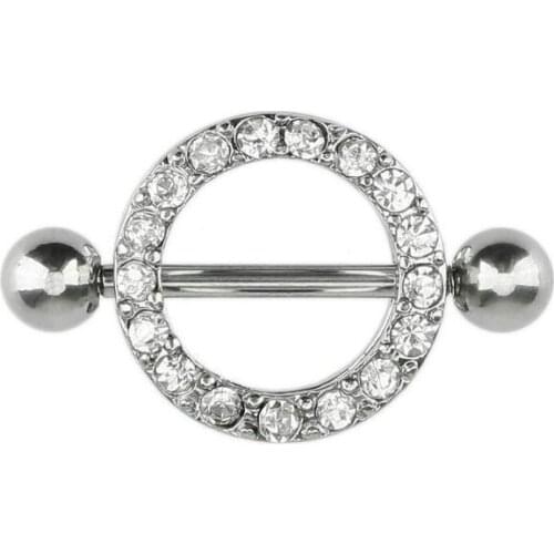 Stainless Steel Double-deck Hollow Circle Nipple Ring for Women Sexy Body Piercing Jewelry