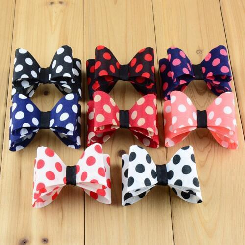New arrival 3.2" Newborn Luxe Dot Hair Bows 8colors Handmade Hard Satin Bow For girls Hair Accessories 16pcs/lot HDJ32