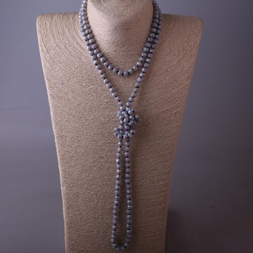 MOODPC Free Shipping Fashion Bohemian Jewelry knotted long Halsband Gary Crystal Bead Necklace