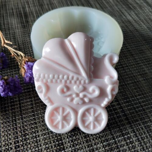 QT0167 PRZY Silicone Mold Pram Baby Carriage Soap Mould Handmade Soap Making Molds Candle Silicone Mold Resin Clay Moulds