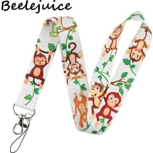 Cartoon monkey Lanyard Keys Phone Holder Funny Neck Strap With Keyring ID Card DIY Animal webbings ribbons Hang Rope