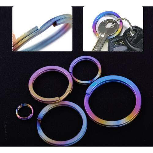 Titanium Rainbow Color EDC Ultra Light Hanging key Ring Chain Non-magnetic Light Split Non-Rust DIY Accessories Tool