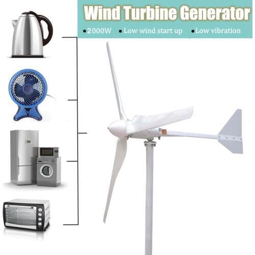 2000W Wind Generator turbine Horizontal Wind Turbines Generator 3 FRP Blades with or 48v 96v 110v 220v voltage optional