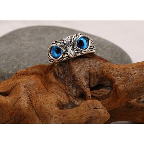 New Vintage Owl Shape Ring Punk Exaggerated Satan Demon 3d Eye Men Women Finger Ring Set Vintage Gothic Gift Anillos Para Hombre