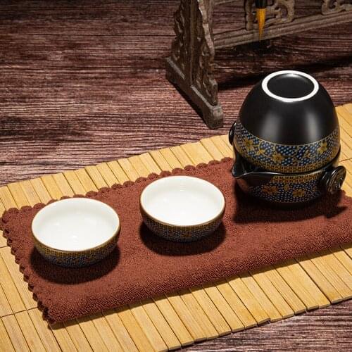 Jusen Vintage Black Flower Ceramics Tea Sets Home Travel Office Teapot & Teacups Convenient Integrated Teaware 2021