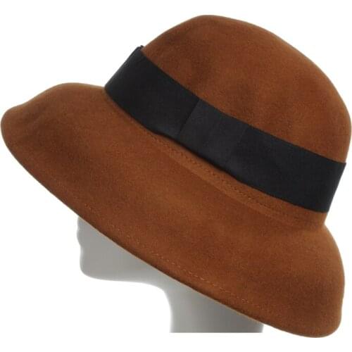 Wool Women Fedora Autumn Winter Bell Shape Fedora Hats women autumn winter British style Hepburn style elegant wool type