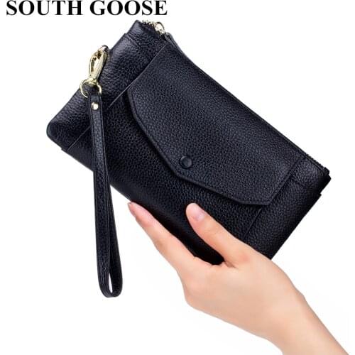 Soft Genuine Leather Women Wallets Multi-Function Organizer Purse Ladies Casual Cellphone Pouch Lovely Day Clutches Wrist Bag