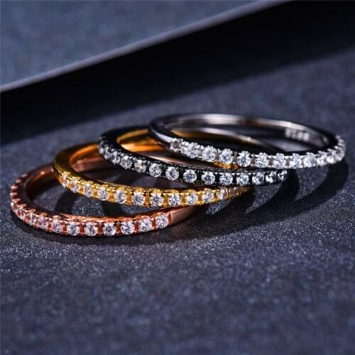 Vintage Female Black Crystal Stone Ring 100% Real 925 Sterling Silver Finger Ring Boho Promise Love Engagement Rings For Women