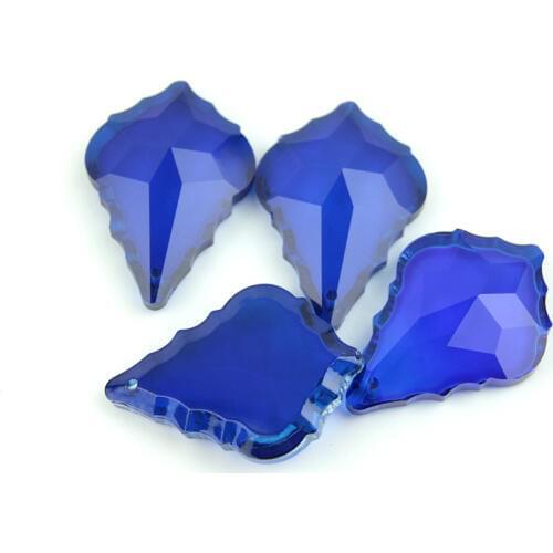 10Pcs/lot Maple Leaf Dark Blue Crystal Chandelier Pendants Glass Prism Parts For Curtain Decoration