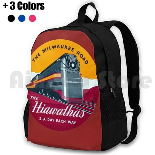 1939 Hiawatha Passenger Train Fleet Outdoor Hiking Backpack Waterproof Camping Travel Railroad Train Vintage Railroad Train