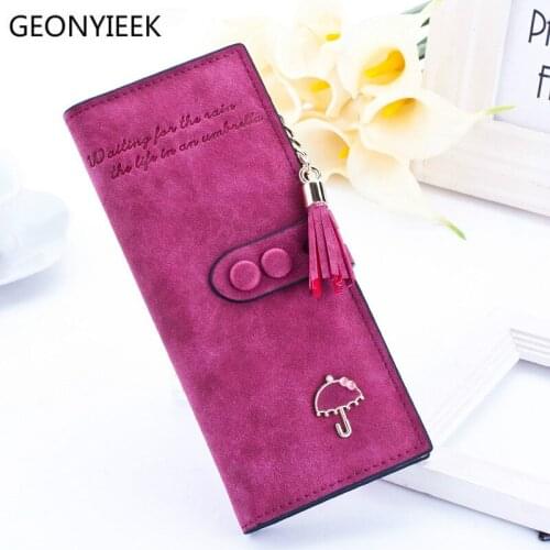 2019 luxury brand designer long hasp women wallet clutch leather tassel zipper purse with Umbrella card holder Coin Money Bag