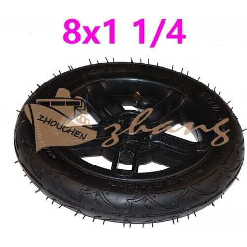 8 Inch 8x1 1/4 Pneumatic Wheel Inner Tube Outer Tyre with Aluminium Alloy Hub for Kickscooter Scooter Accessories