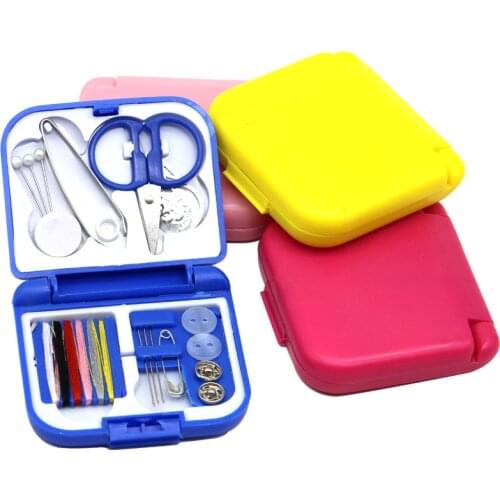 1pc Sewing Accessories Sewing Tools Portable Travel Sewing Set Kits Storage Box Needle Threads Scissor Thimble Buttons Pins Home