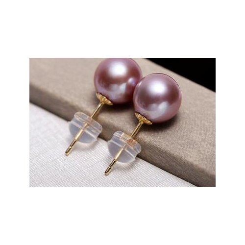 Free shippingnoble jewelry charming pair of 10-11mm south sea round lavender pearl earring new