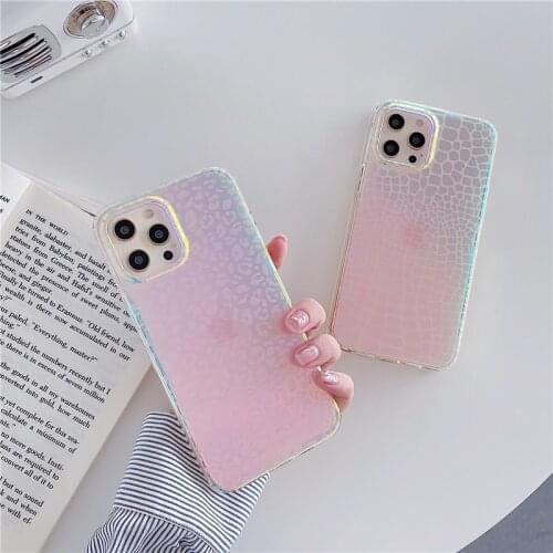 Colorful Leopard Pattern Laser Phone Case For iPhone 12 Mini 11 Pro Max XS Max 7 8 Plus X XR SE 2020 Soft TPU Texture Back Cover