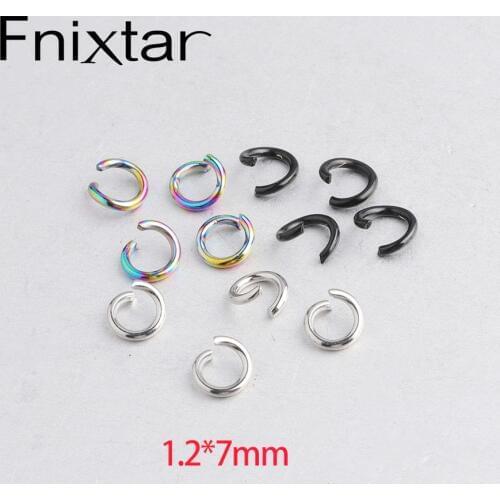 Fnixtar 100Pcs/Lot 1.2*7mm Black Rainbow Steel Blue Color Stainless Steel Open Jump Rings Split Rings For DIY Making Connector