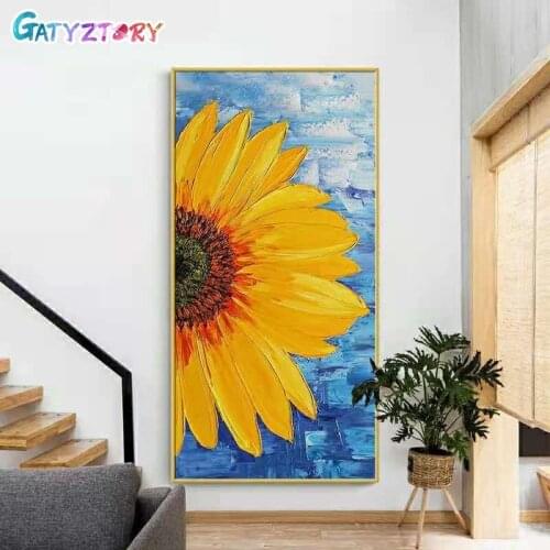 GATYZTORY Decorative canvas paintings sunflower diy painting by numbers home decor 60*120cm