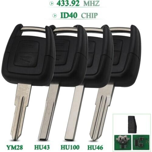 Bilchave 2Buttons For Opel Vauxhall Vectra Zafira Remote Car Key 433.92Mhz With ID40 Chip FOB HU43 HU100 M28 U46 Blade