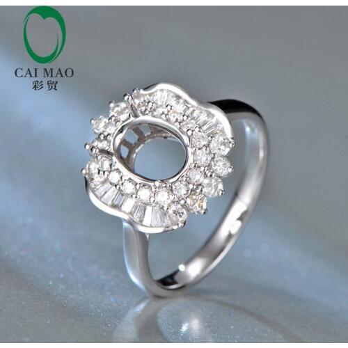 Caimao 7x9mm Oval Cut 18K White gold Natural 0.7ct Diamond Engagement Semi Mount Setting Ring Jewelry