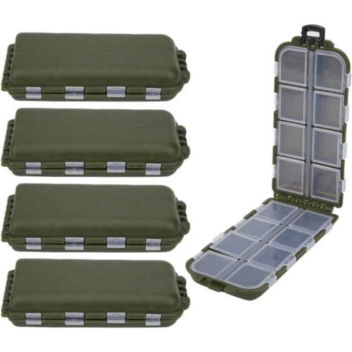 5Pcs 16 Compartments Fishing Storage Box Plastic Fishing Tackle Box Double Sided Fishing Bait Spoon Hook Bait Box