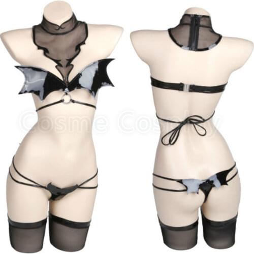 Evil Fall Cosplay Costume ArchDevil Demon Imp Koakuma Clothing Latexsuit Black Clothing Set Palodge Leather Costume