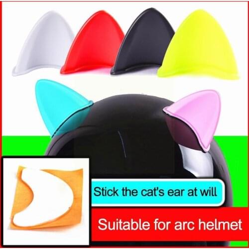 Creative Cute Cat Ear Motorcycle Helmet Stickers TPU 6 Decoration Car Accessories Can Material Styling Color Choose Helmet Z5U2