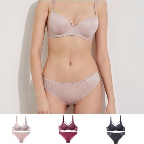 Lilymoda Summer Classic Bandage Push Up 3/4 Cup Padded Brassiere Thick Cotton Underwear Set Sexy Bras Women Lingerie Sets