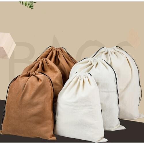 White Bag Dust Pocket Storage Drawstring bag Anti-dust Bag Environmental Clothing Shoes storage bag Flannel Brown Large