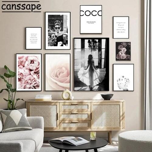 Fashion Wall Posters Sexy Girls Canvas Painting Flowers Peony Poster Modern Print Vogue Quotes Pictures Living Room Decoration