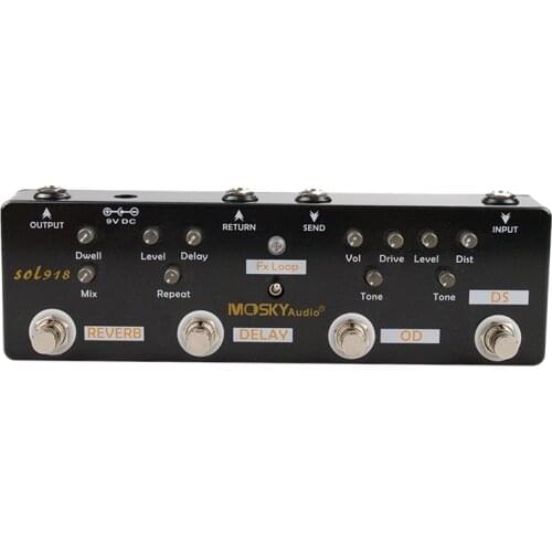 MOSKY Sol918 5-In-1 Guitar Multi-Effect Pedal Distortion Delay Reverb Overdrive Effect Pedal FX Loop Metal Shell True Bypass