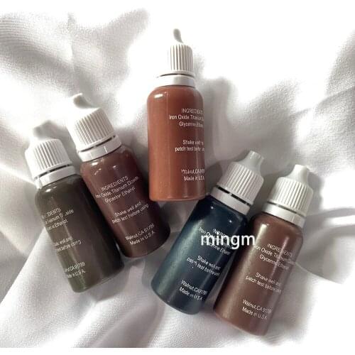 5 pcs Permanent Eyebrow Lip Eyelash Makeup Pigment 1/2OZ 15ML Tattoo Ink Set Micro Pigment Cosmetic Color Tattoo Supplies