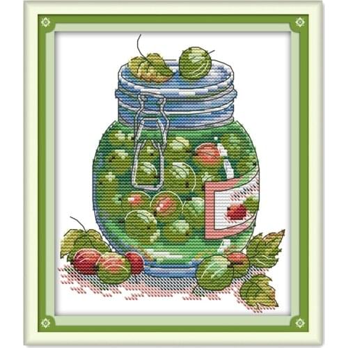 Juicy gooseberry cross stitch kit aida 14ct 11ct count printed canvas stitches embroidery DIY handmade needlework