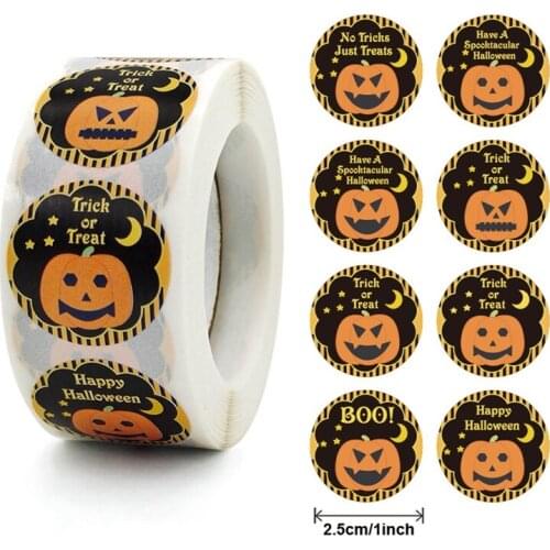 Happy Halloween Pumpkin Stickers DIY Self-Adhesive Sealing Label Pumpkin Face Decorative Stickers for Halloween Party Decoration
