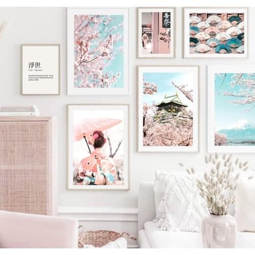 Osaka Castle Cherry Blossom Mt Fuji Japan Wall Art Canvas Painting Nordic Posters And Prints Wall Pictures For Living Room Decor