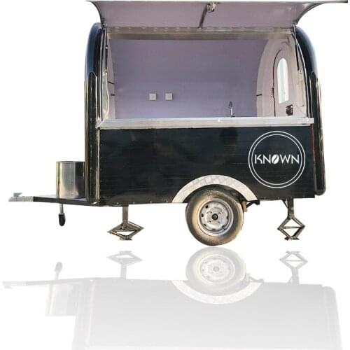 Mobile Food Van Trailer Street Food Kiosk Outdoor Ice Cream Hot Dog Coffee Bar 2.2M Length Food Trolley Cart