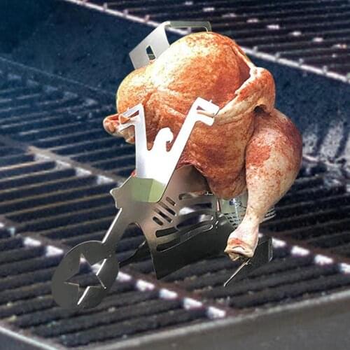Stainless Steel Chicken Leg Rack Roaster Stand Bbq Barbecue Tools Portable Barbecue Outdoor Camping Beer Chicken Grill Creative